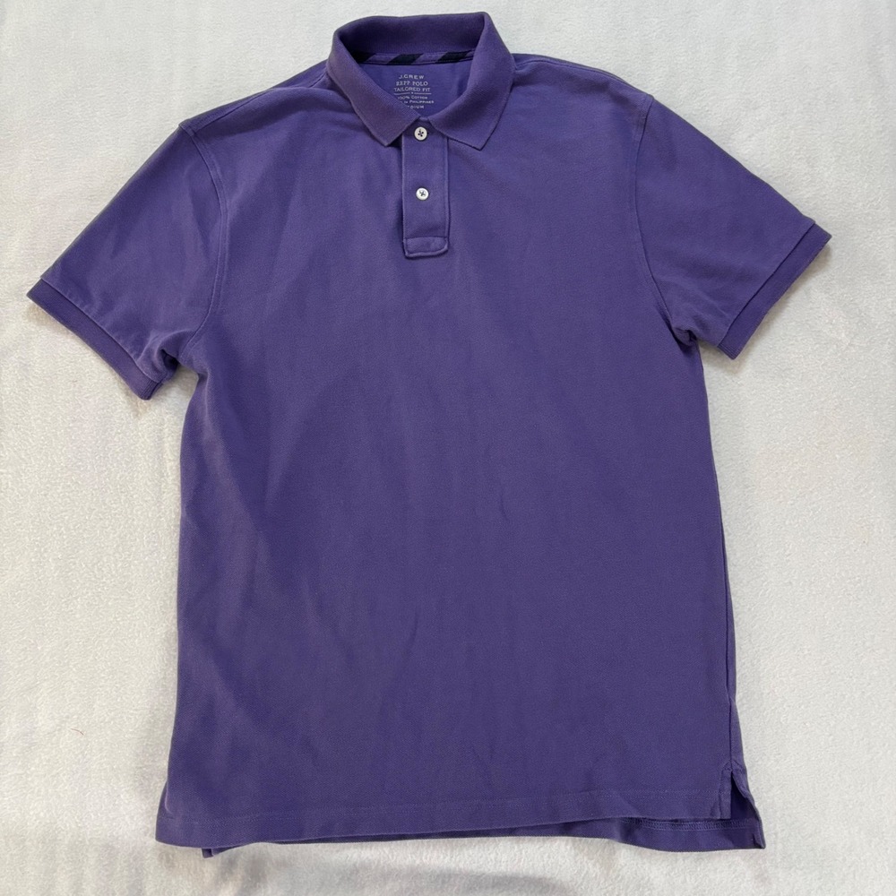 JCrew Repp Polo Shirt Mens Medium Purple Tailored Fit Cotton Pique 82461
